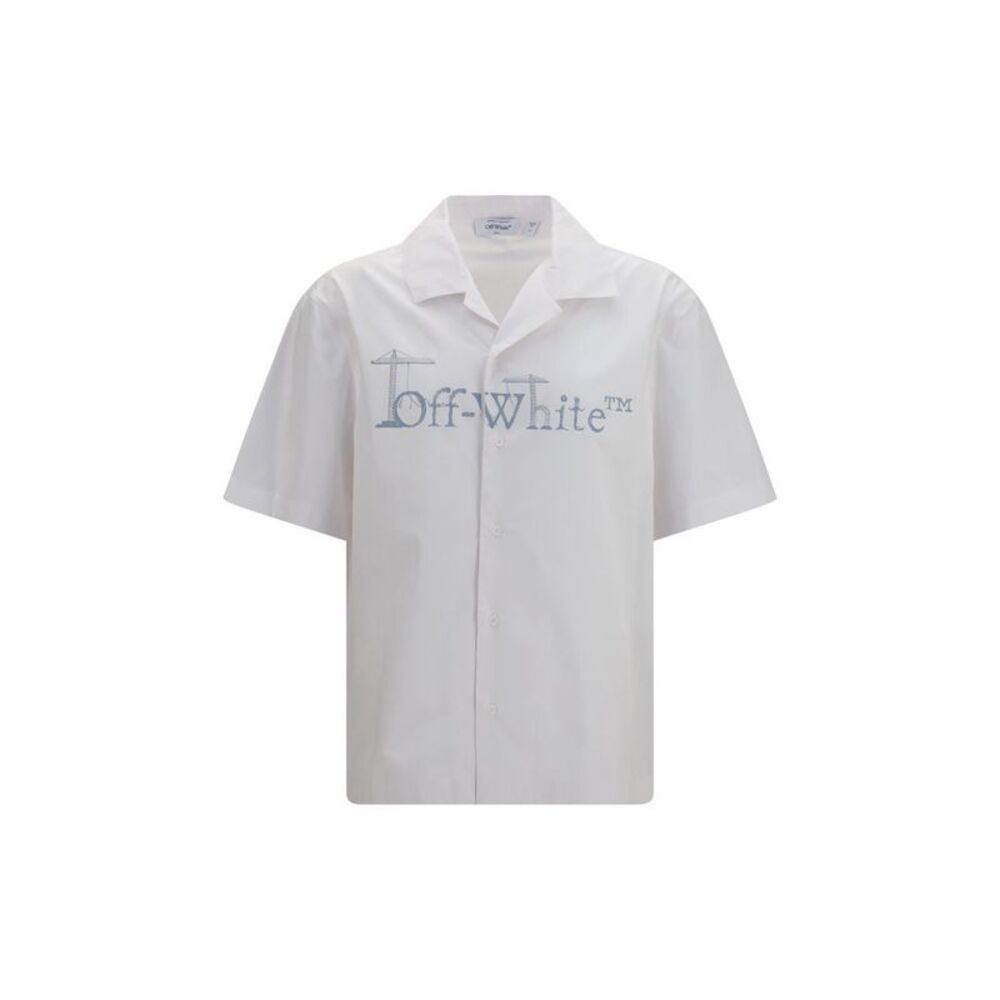 Off-White White Cotton Pattern Men's Shirt